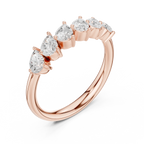 18K White Gold Five-Stone Pear Cut Diamond Wedding Band