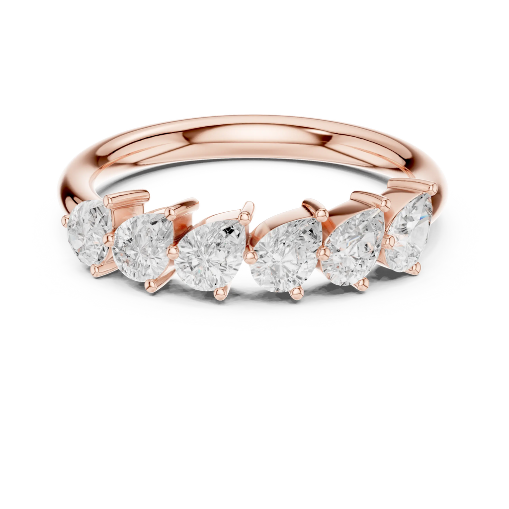 18K White Gold Five-Stone Pear Cut Diamond Wedding Band