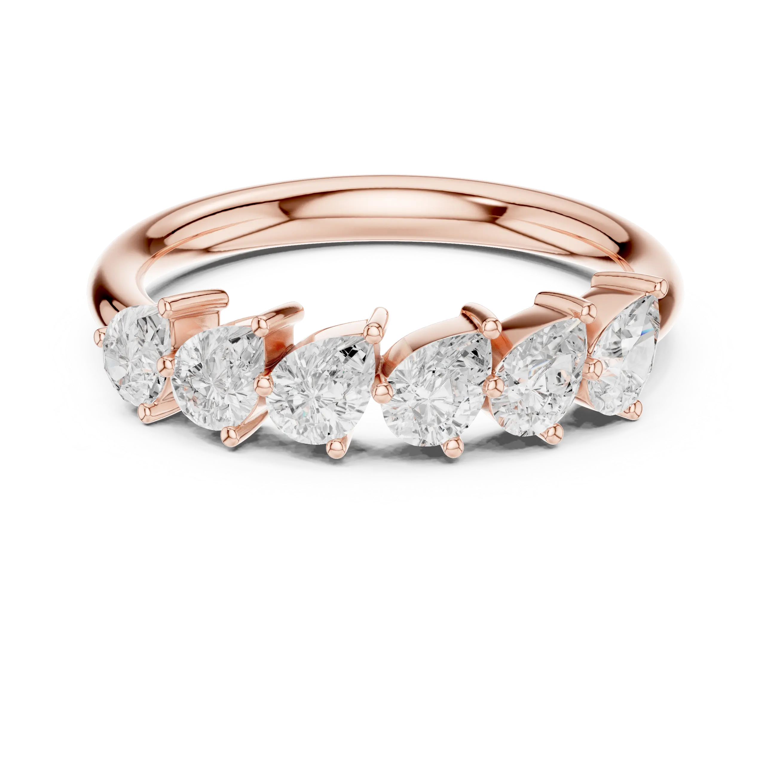 18K White Gold Five-Stone Pear Cut Diamond Wedding Band