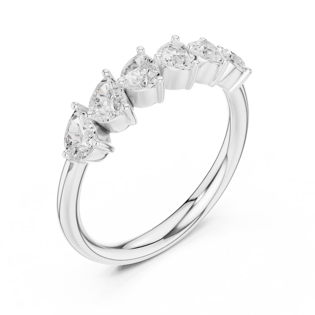 18K White Gold Five-Stone Pear Cut Diamond Wedding Band