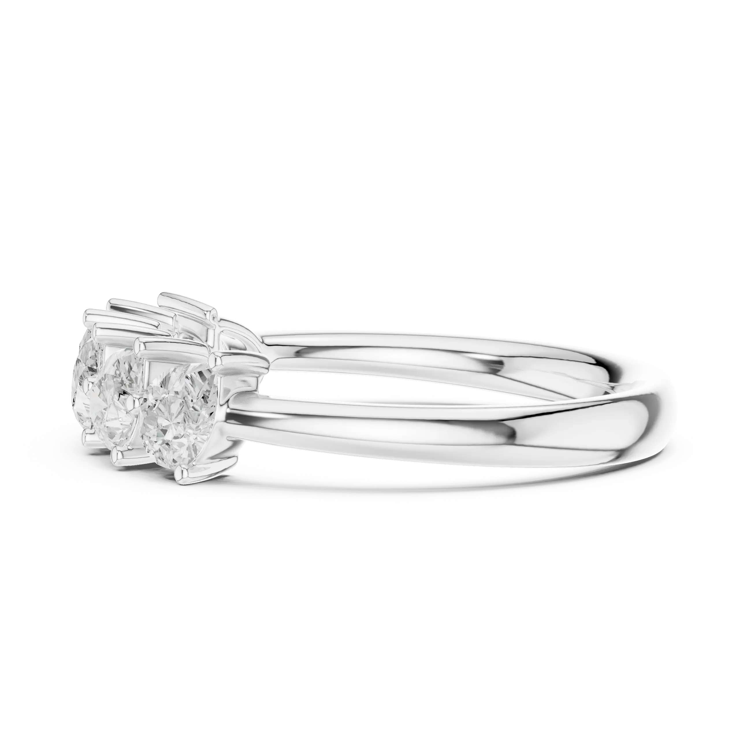 18K White Gold Five-Stone Pear Cut Diamond Wedding Band