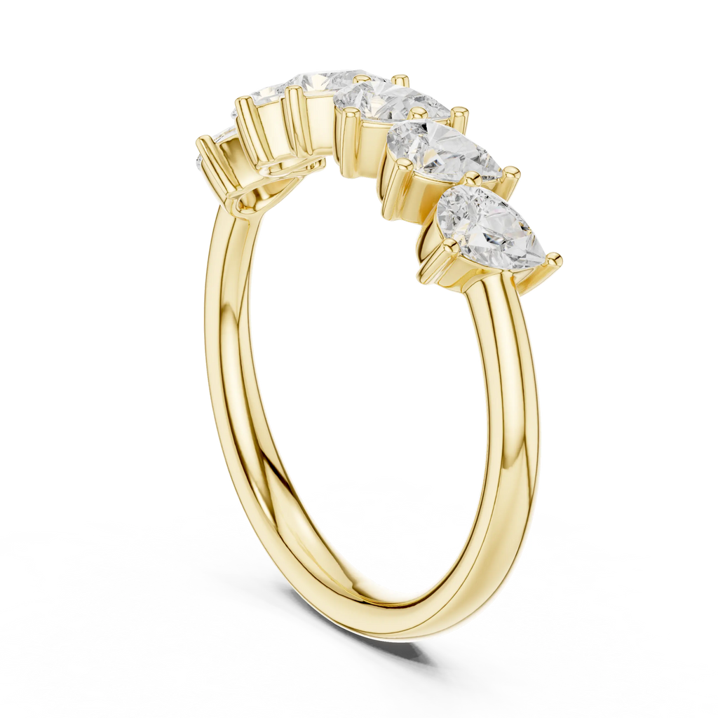 18K White Gold Five-Stone Pear Cut Diamond Wedding Band