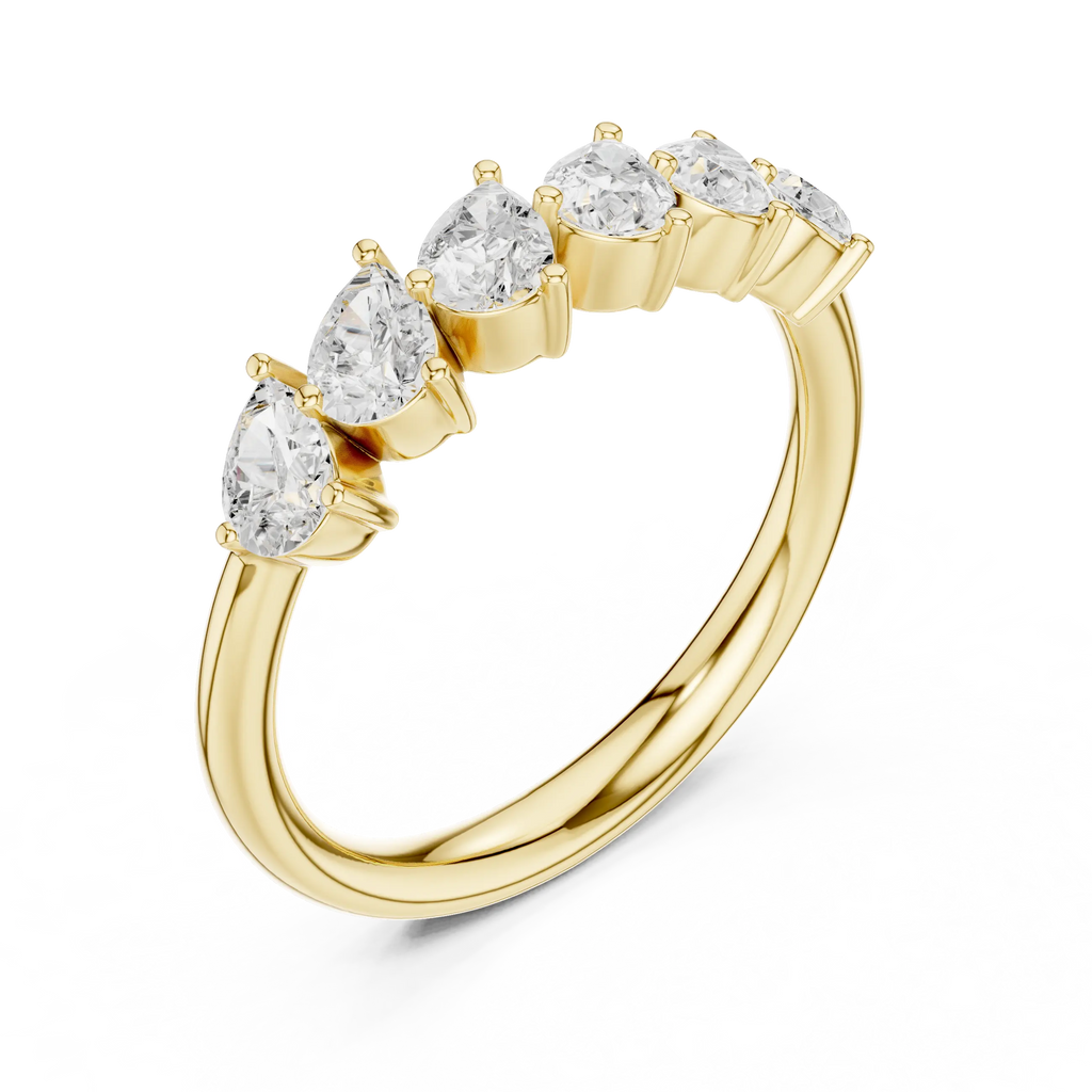 18K White Gold Five-Stone Pear Cut Diamond Wedding Band