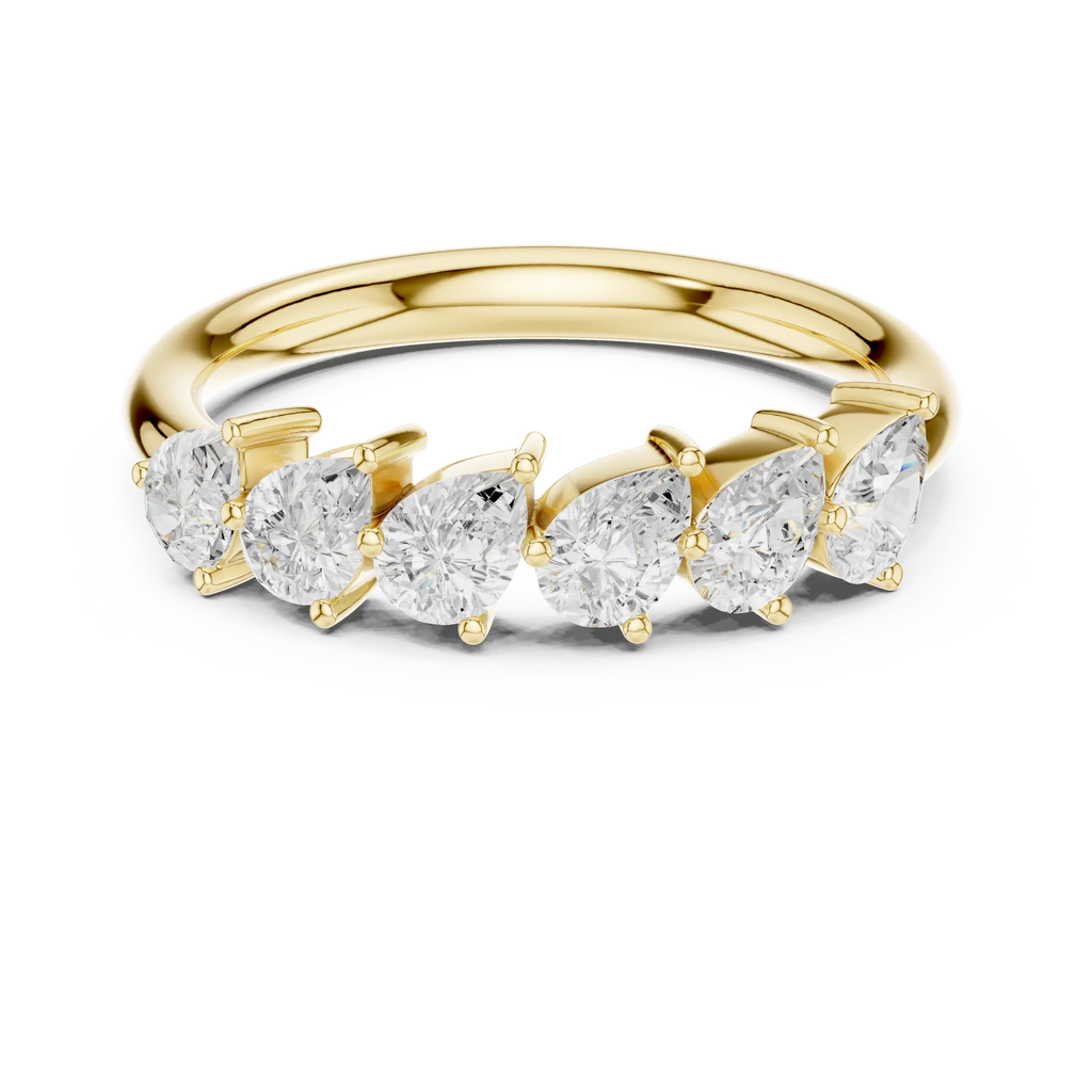 18K White Gold Five-Stone Pear Cut Diamond Wedding Band