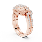 14K White Gold Heart Shaped Diamond Cluster Halo Engagement Ring