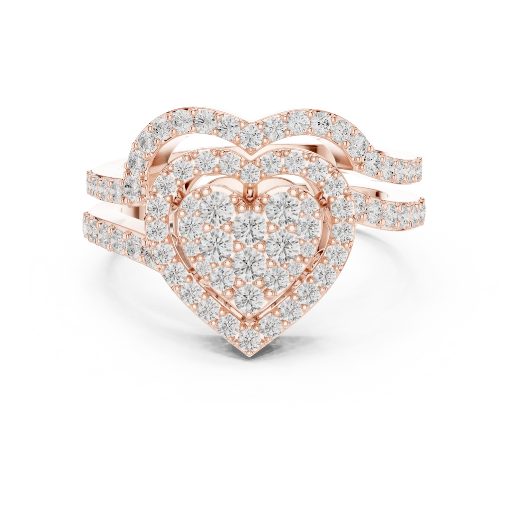 14K White Gold Heart Shaped Diamond Cluster Halo Engagement Ring