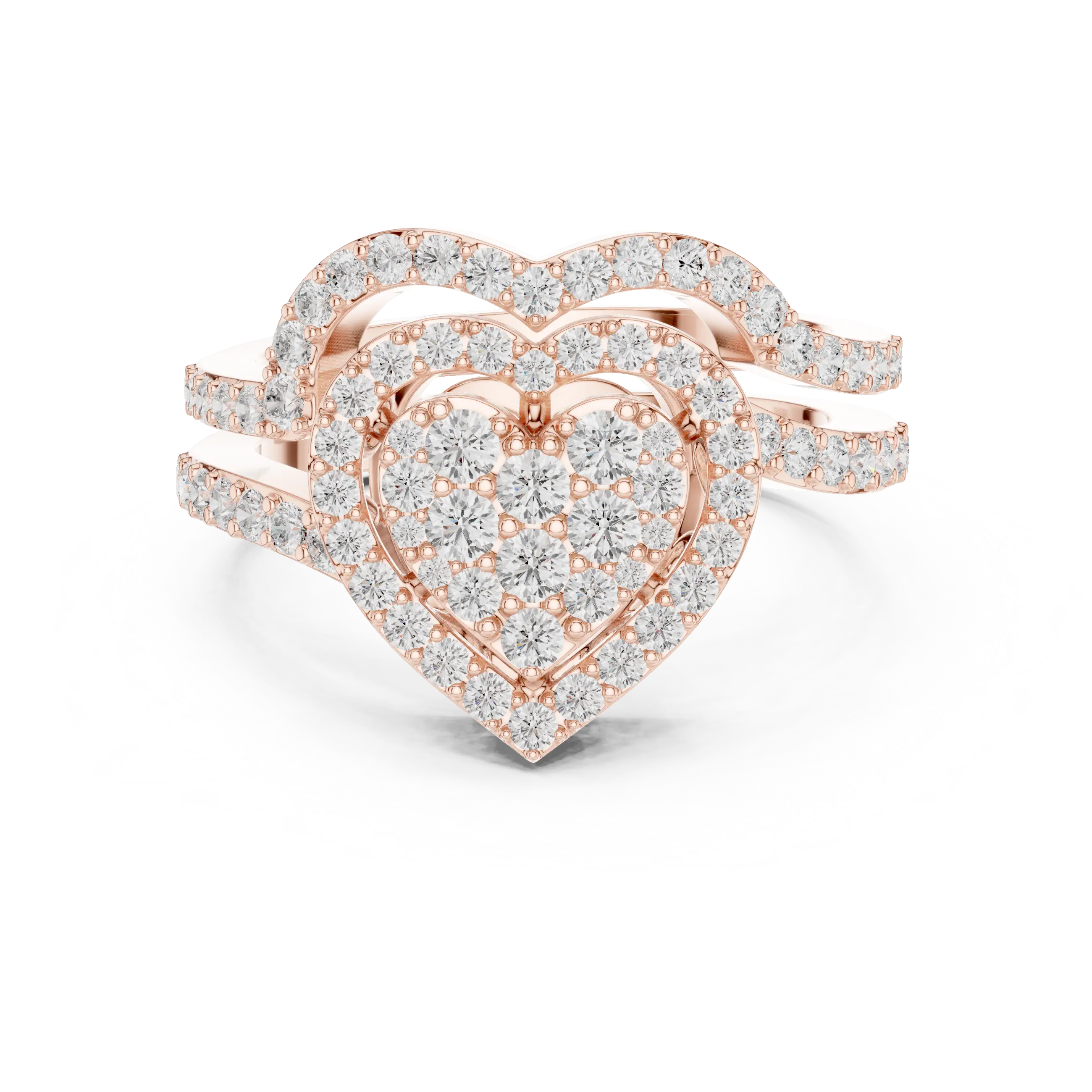 14K White Gold Heart Shaped Diamond Cluster Halo Engagement Ring