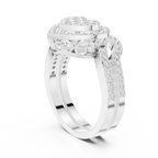 14K White Gold Heart Shaped Diamond Cluster Halo Engagement Ring