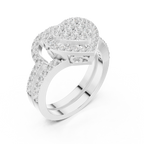 14K White Gold Heart Shaped Diamond Cluster Halo Engagement Ring