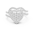 14K White Gold Heart Shaped Diamond Cluster Halo Engagement Ring