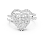 14K White Gold Heart Shaped Diamond Cluster Halo Engagement Ring