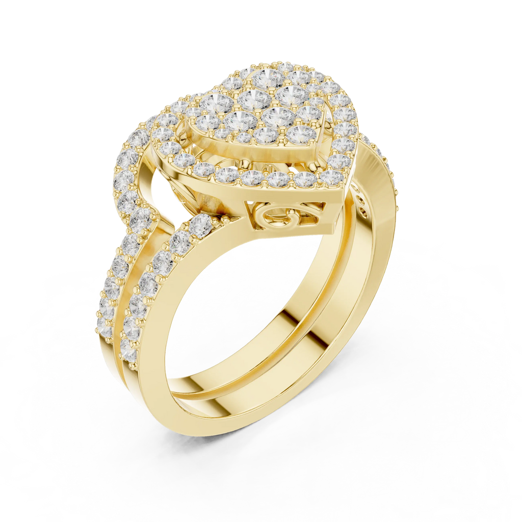 14K White Gold Heart Shaped Diamond Cluster Halo Engagement Ring