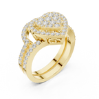 14K White Gold Heart Shaped Diamond Cluster Halo Engagement Ring