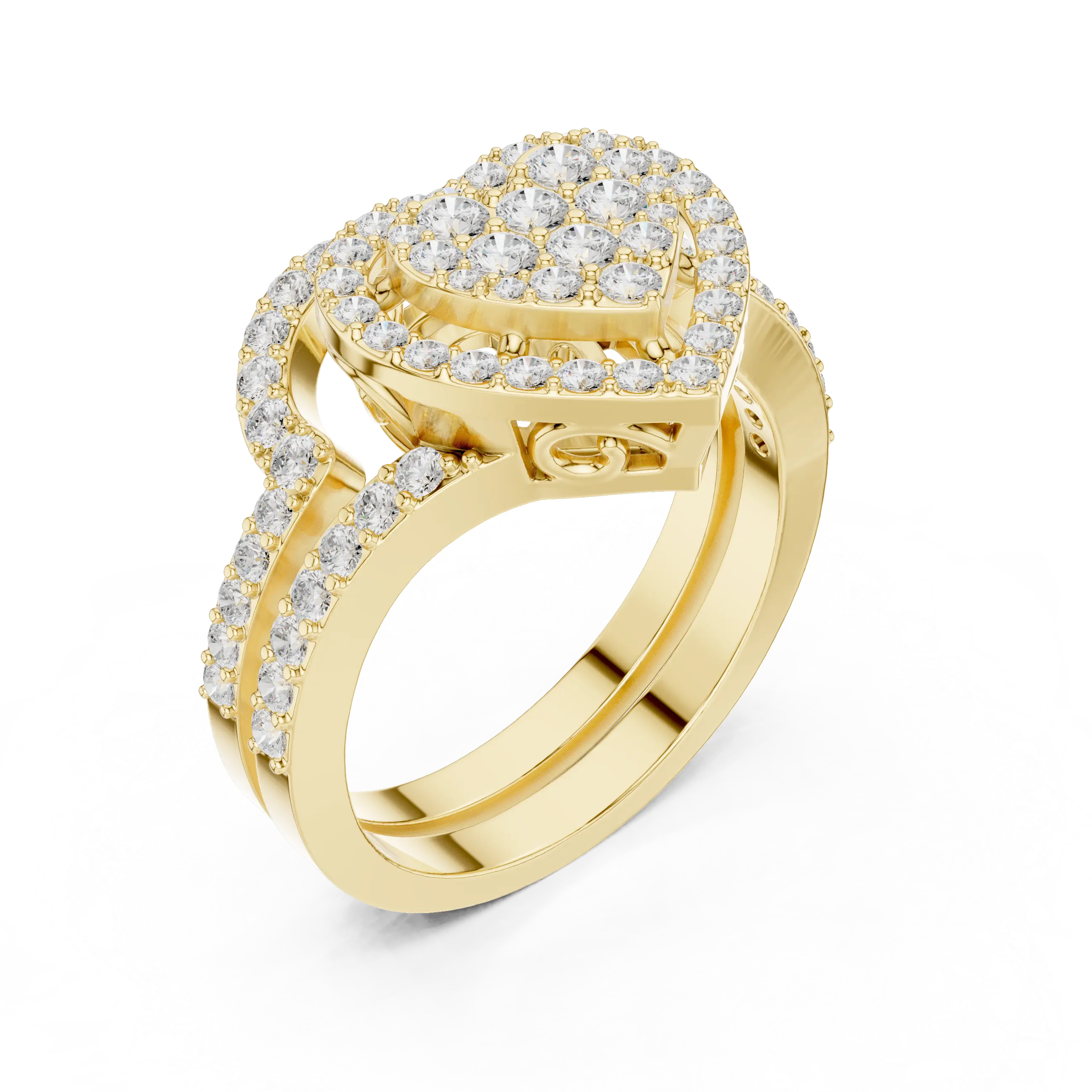 14K White Gold Heart Shaped Diamond Cluster Halo Engagement Ring