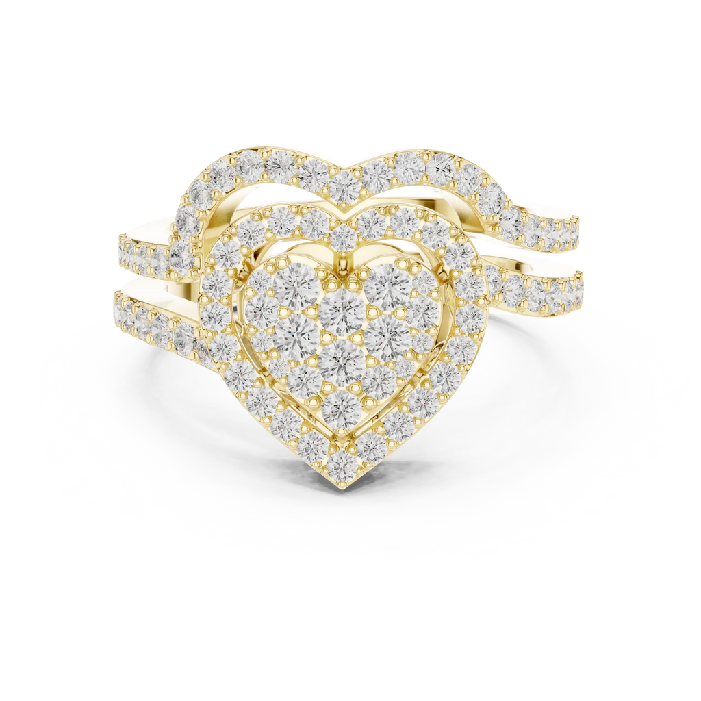 14K White Gold Heart Shaped Diamond Cluster Halo Engagement Ring
