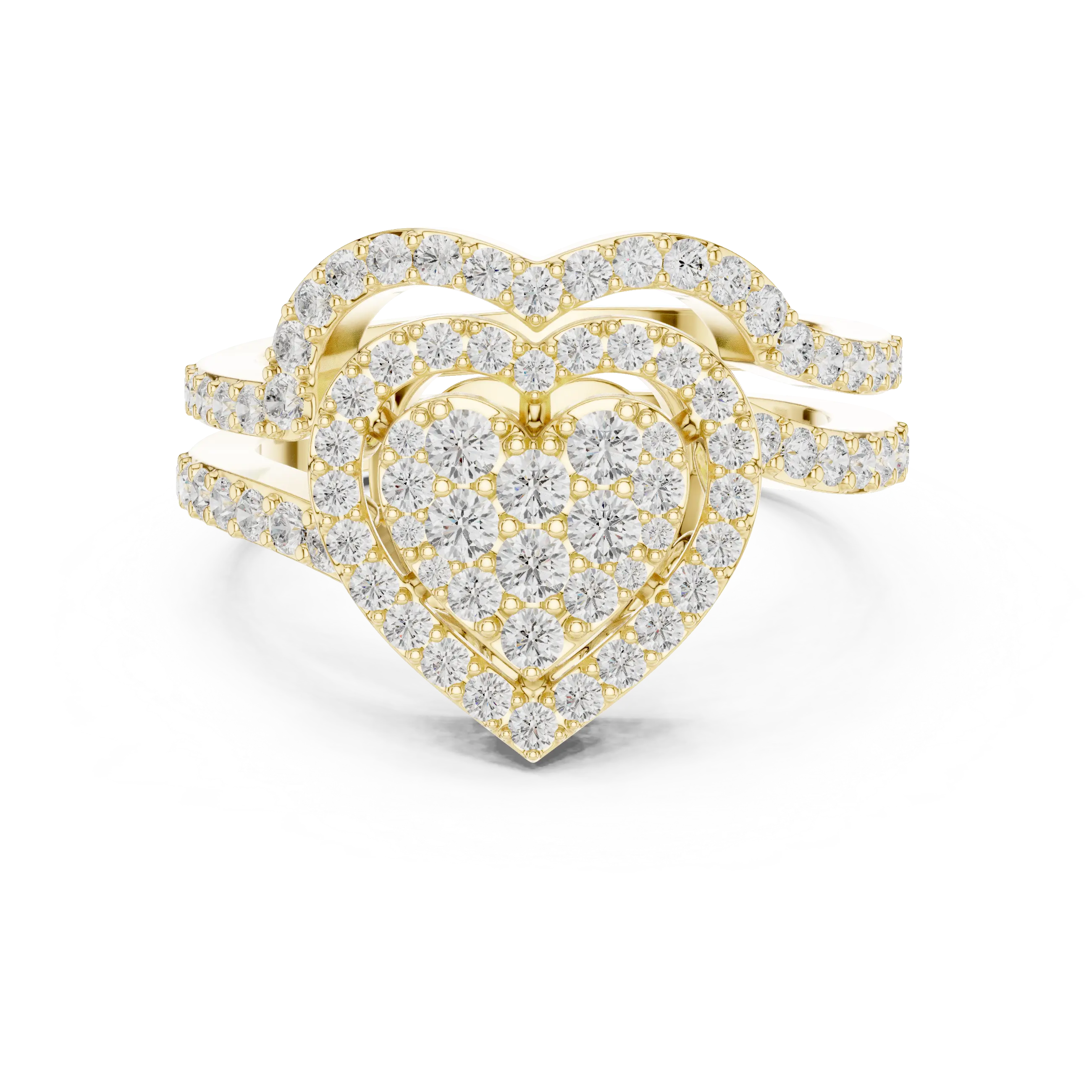 14K White Gold Heart Shaped Diamond Cluster Halo Engagement Ring