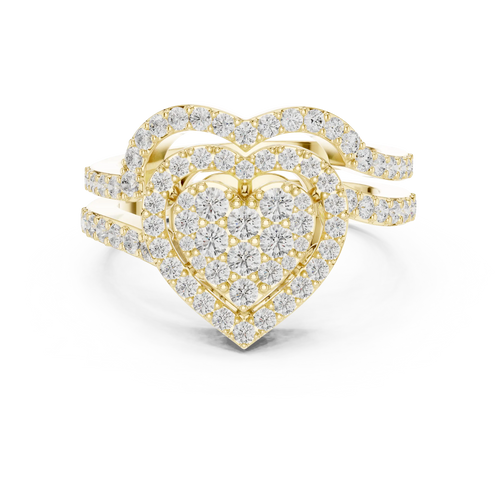 14K White Gold Heart Shaped Diamond Cluster Halo Engagement Ring