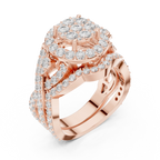 18K Yellow Gold Round Brilliant Diamond Cluster Halo Engagement Ring