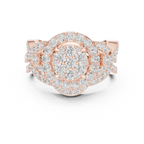 18K Yellow Gold Round Brilliant Diamond Cluster Halo Engagement Ring
