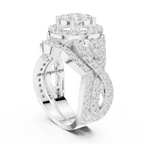 18K Yellow Gold Round Brilliant Diamond Cluster Halo Engagement Ring