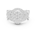 18K Yellow Gold Round Brilliant Diamond Cluster Halo Engagement Ring