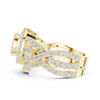 18K Yellow Gold Round Brilliant Diamond Cluster Halo Engagement Ring