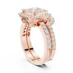 14K Rose Gold Princess-Cut Diamond Composite Halo Engagement Ring