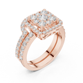 14K Rose Gold Princess-Cut Diamond Composite Halo Engagement Ring