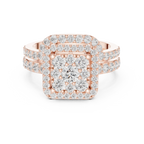 14K Rose Gold Princess-Cut Diamond Composite Halo Engagement Ring