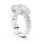 14K Rose Gold Princess-Cut Diamond Composite Halo Engagement Ring