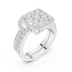 14K Rose Gold Princess-Cut Diamond Composite Halo Engagement Ring