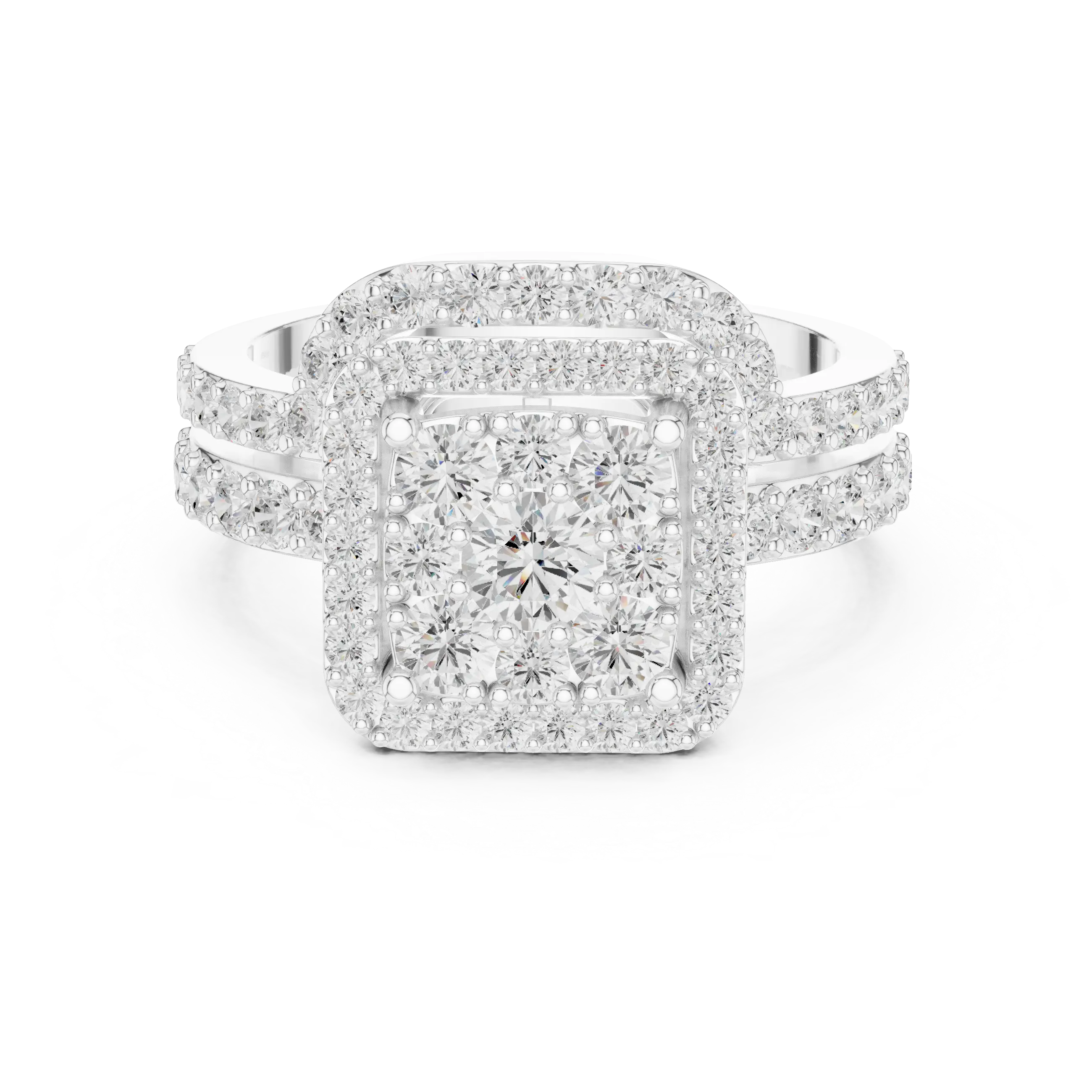 14K Rose Gold Princess-Cut Diamond Composite Halo Engagement Ring