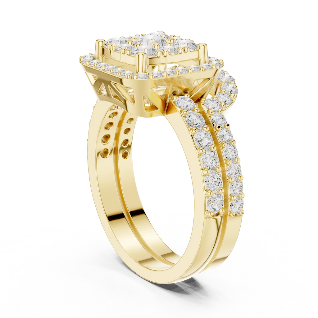 14K Rose Gold Princess-Cut Diamond Composite Halo Engagement Ring