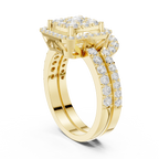 14K Rose Gold Princess-Cut Diamond Composite Halo Engagement Ring