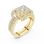 14K Rose Gold Princess-Cut Diamond Composite Halo Engagement Ring