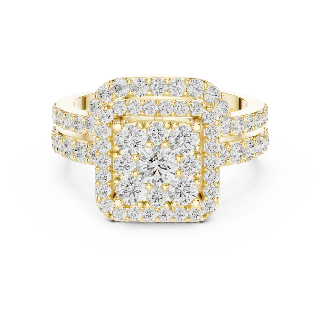 14K Rose Gold Princess-Cut Diamond Composite Halo Engagement Ring
