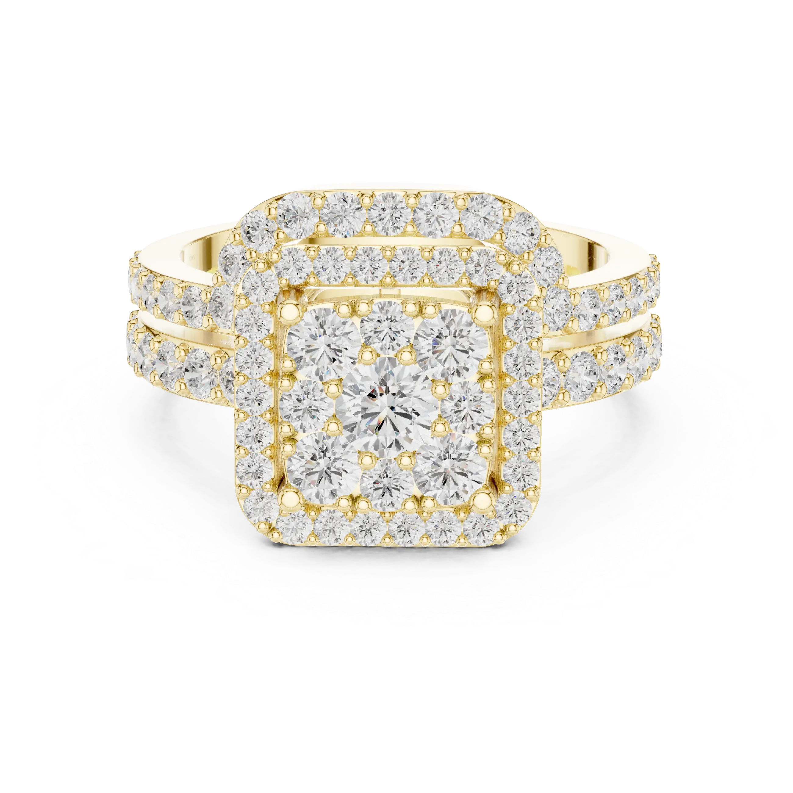 14K Rose Gold Princess-Cut Diamond Composite Halo Engagement Ring
