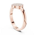 10K White Gold Round Disc Pavé Handcrafted Minimalist Diamond Ring
