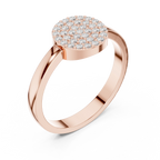 10K White Gold Round Disc Pavé Handcrafted Minimalist Diamond Ring