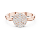 10K White Gold Round Disc Pavé Handcrafted Minimalist Diamond Ring