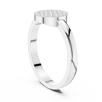 10K White Gold Round Disc Pavé Handcrafted Minimalist Diamond Ring