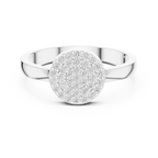 10K White Gold Round Disc Pavé Handcrafted Minimalist Diamond Ring
