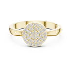 10K White Gold Round Disc Pavé Handcrafted Minimalist Diamond Ring