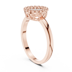 14K White Gold Beaded Halo Round Diamond Cluster Ring