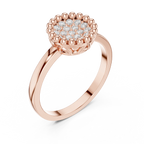 14K White Gold Beaded Halo Round Diamond Cluster Ring