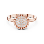 14K White Gold Beaded Halo Round Diamond Cluster Ring