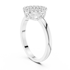 14K White Gold Beaded Halo Round Diamond Cluster Ring