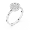 14K White Gold Beaded Halo Round Diamond Cluster Ring