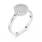 14K White Gold Beaded Halo Round Diamond Cluster Ring