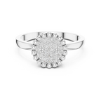 14K White Gold Beaded Halo Round Diamond Cluster Ring
